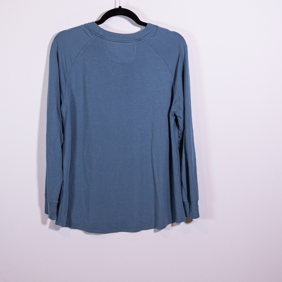 Lake Women's Relax Modal Blend Stretch Knit Crew Neck Long Sleeve Sweater Blue M - Picture 4 of 4